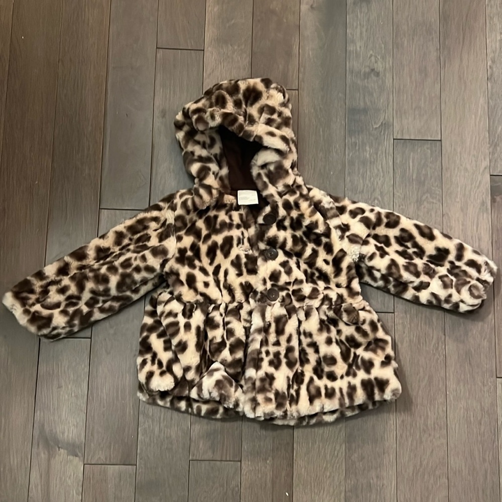 First impression toddler coat, leopard print
